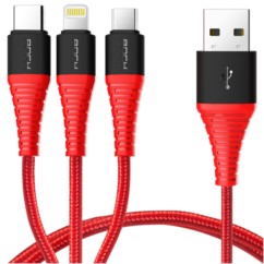 Kabel ROCK 3w1 Lightning & Micro USB & USB-C 3A