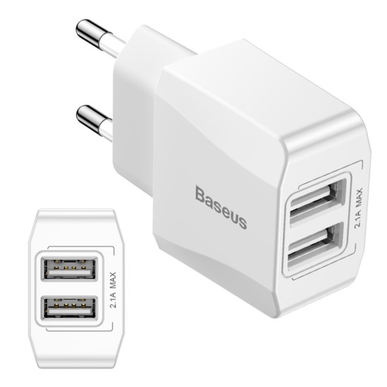 Mini ładowarka sieciowa BASEUS 2x USB 2.1A