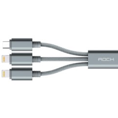 Kabel ROCK 3w1 2x Lightning & Micro USB 120cm