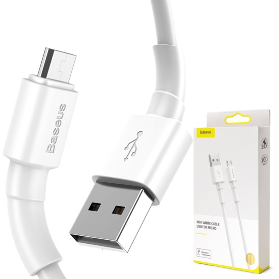 BASEUS Mini White Kabel micro-USB 2.4A, 100cm