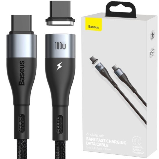 BASEUS Kabel magnetyczny USB-C do USB-C 100W 1.5m