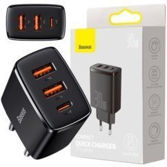 BASEUS Ładowarka Sieciowa 3xUSB PD QC 3.0 30W