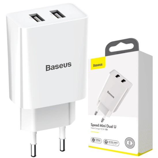 BASEUS Mini Ładowarka sieciowa 2x USB 10.5W