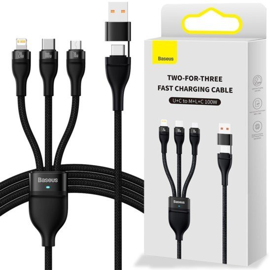 BASESUS Kabel 3w1 Lightning USB-C Micro 100W 1,2m