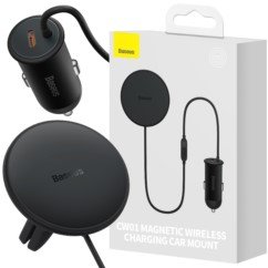 BASEUS Ładowarka samochodowa 2w1 40W MagSafe + USB