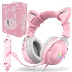ONIKUMA X11 Cat Słuchawki gamingowe nauszne RGB